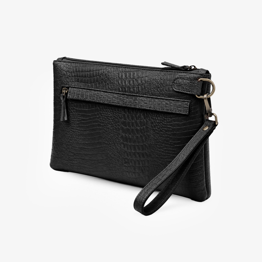 The Siena Croc Business Clutch β Classic Black