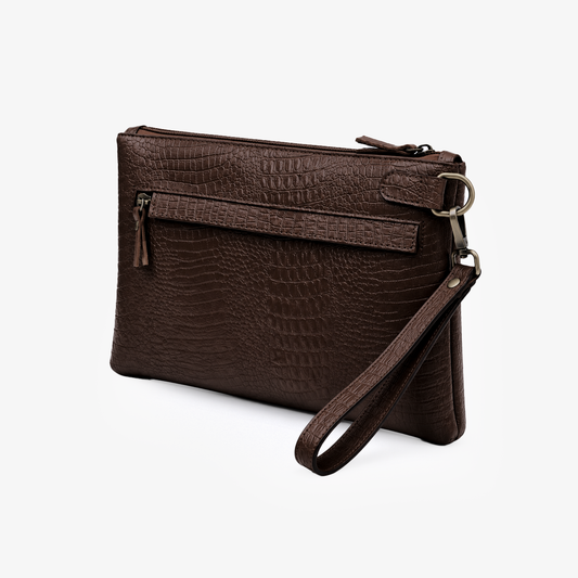 The Siena Croc Business Clutch β Espresso Brown