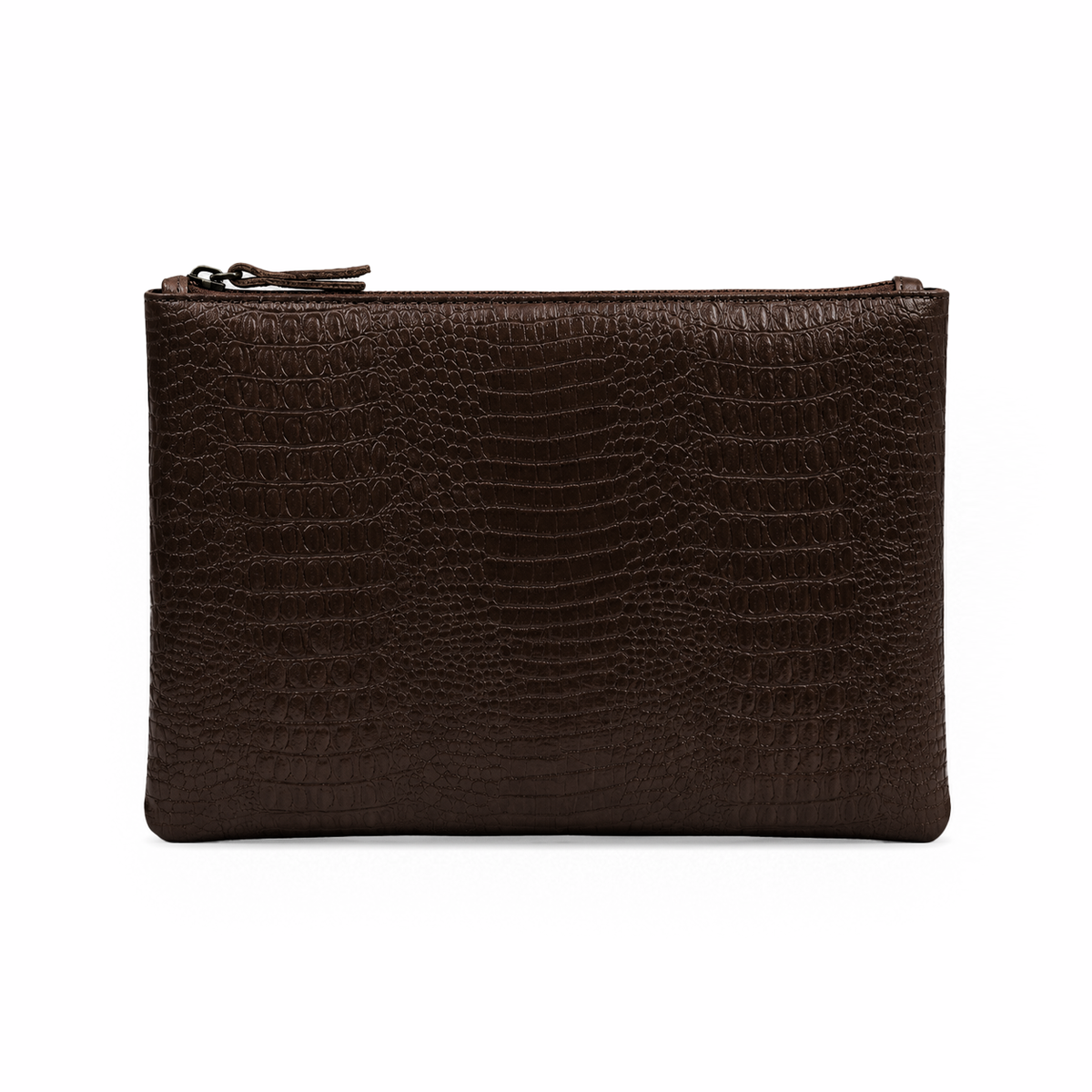 The Siena Croc Business Clutch – Espresso Brown