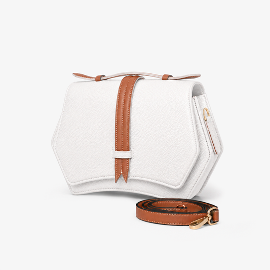 White Geometric Structured Satchel