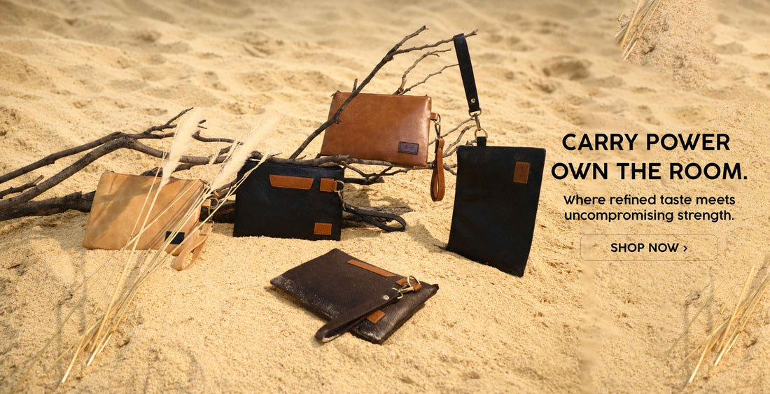 The Man Who Carries With Intention — FUR Tan Cognac Wristlet Clutch