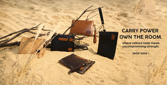 The Man Who Carries With Intention — FUR Tan Cognac Wristlet Clutch