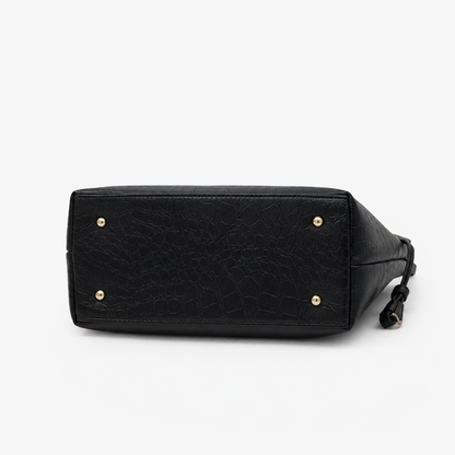 Black Croc-Embossed Tote Bag