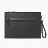 Black Genuine Leather Clutch Wristlet Pouch