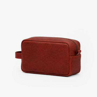 Red wine Genuine Leather Dopp Kit | Pure Cow Leather | Antique Brass Zipper | Travel Toiletry Organizer | Unisex