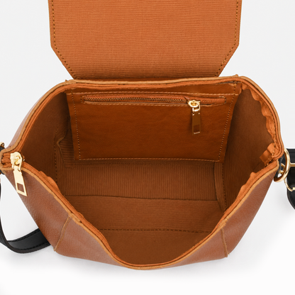 Milan Flap Crossbody Bag - Graphite - Rust