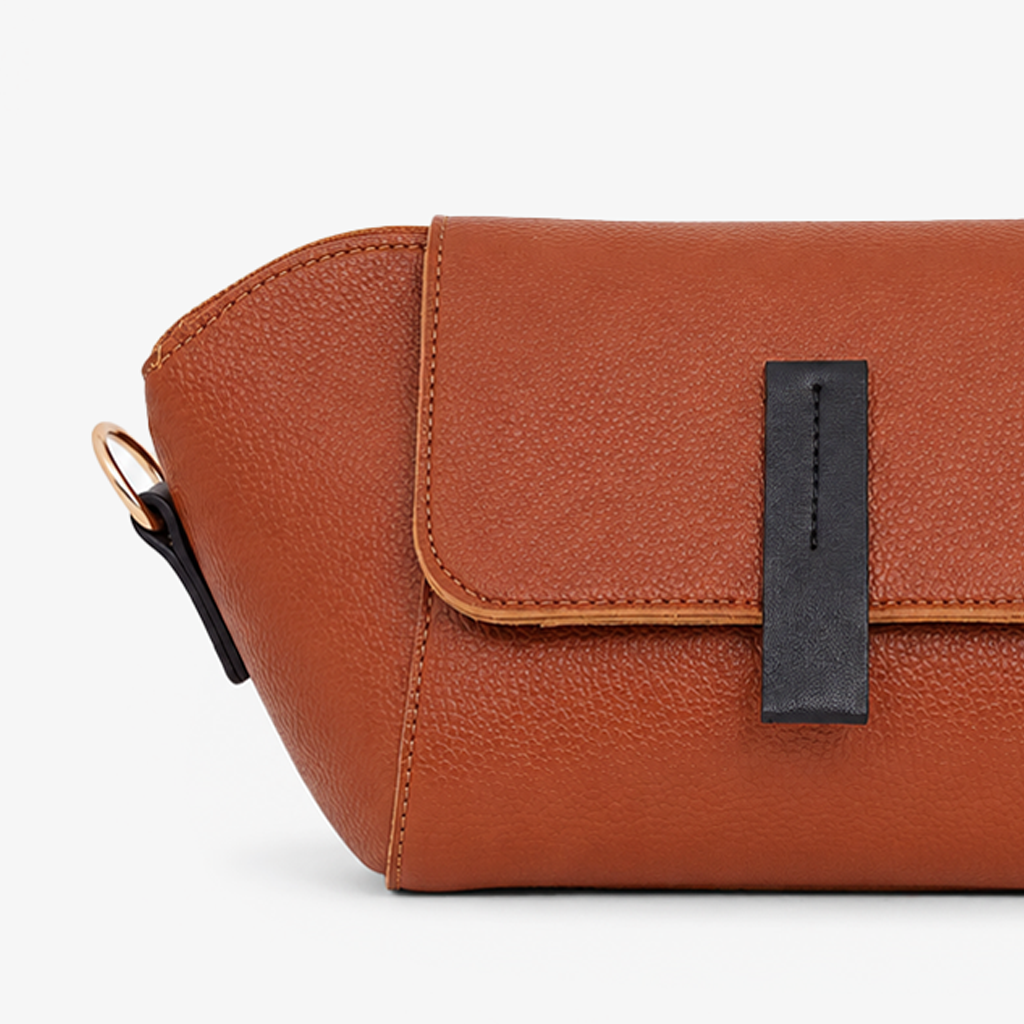 Milan Flap Crossbody Bag - Graphite - Rust