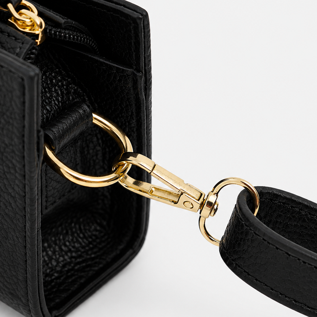 Black Grained PU Leather Rectangle Box Bag