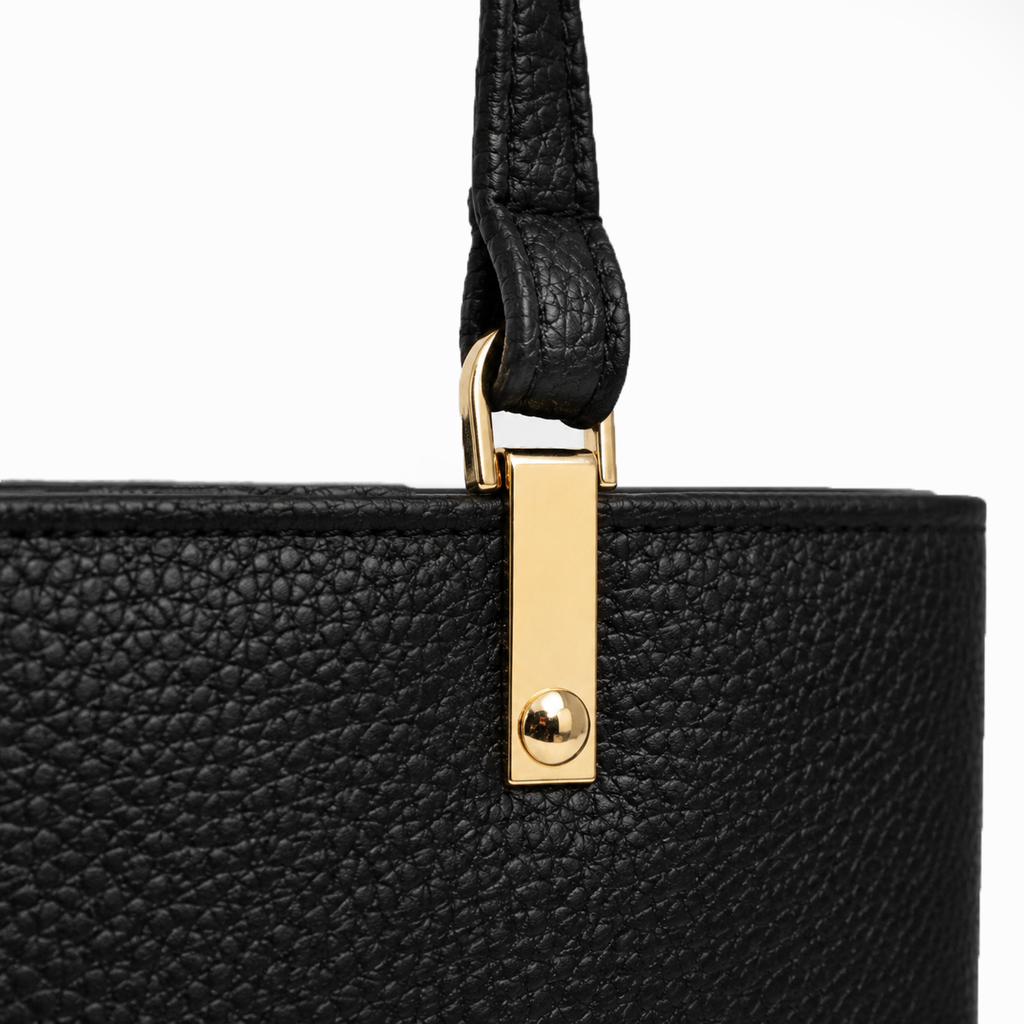 Black Grained PU Leather Rectangle Box Bag