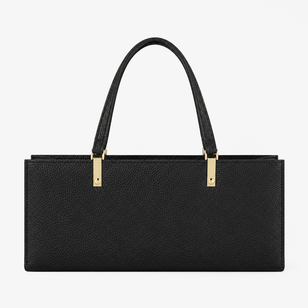 Black Grained PU Leather Rectangle Box Bag