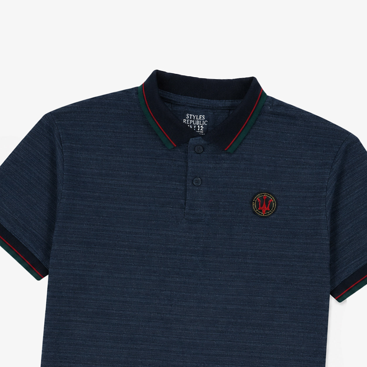 Blue Contrast Red Fork Polo