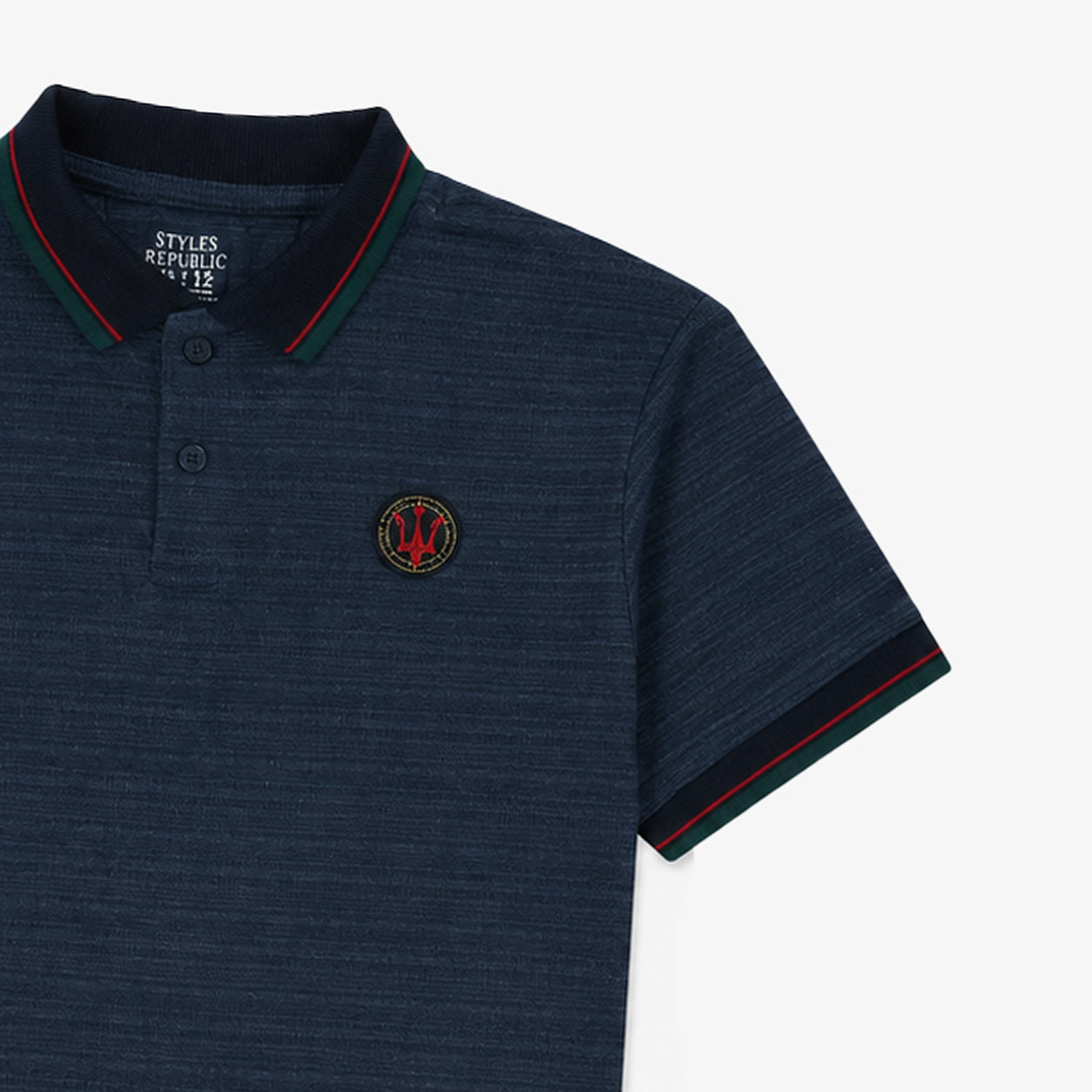 Blue Contrast Red Fork Polo