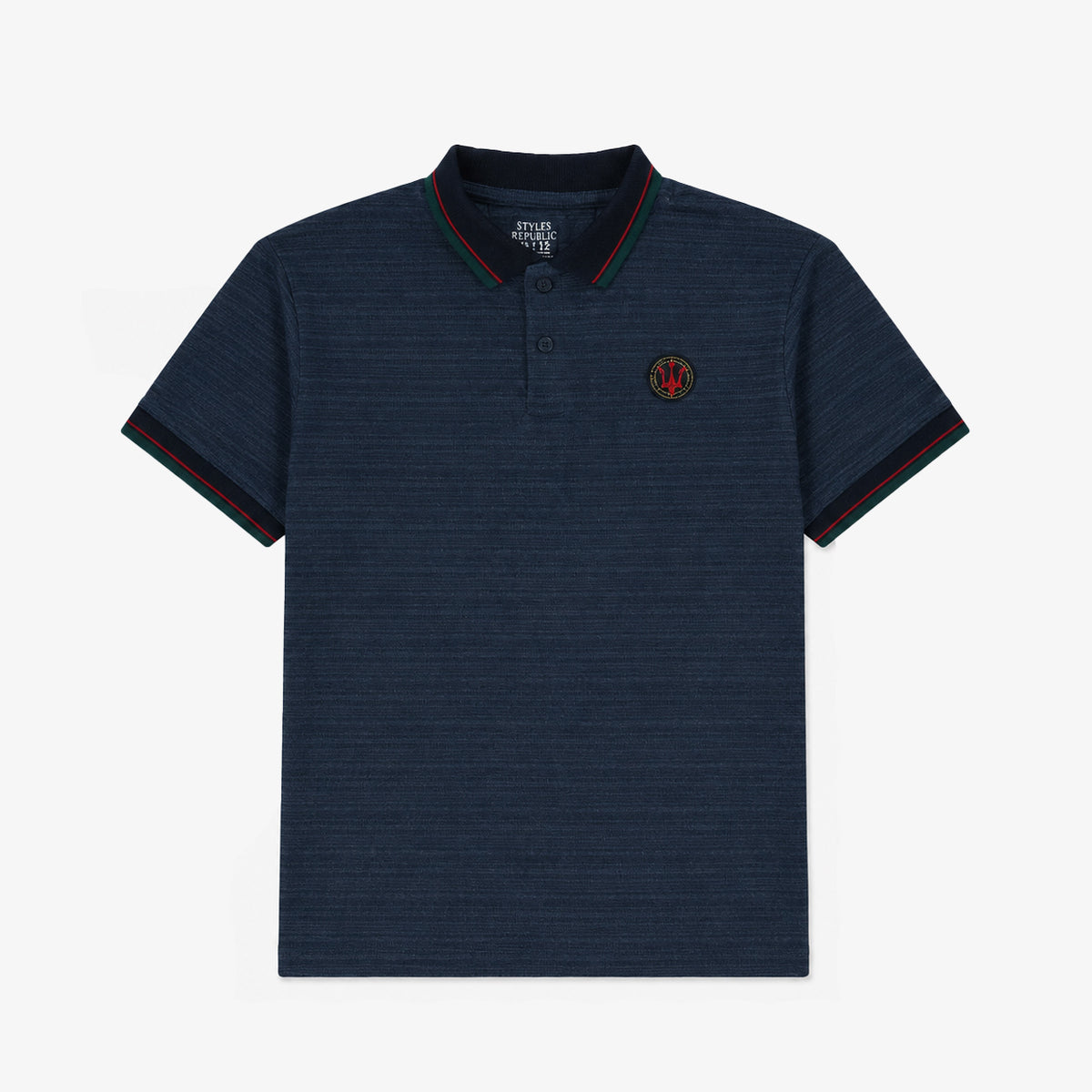Blue Contrast Red Fork Polo