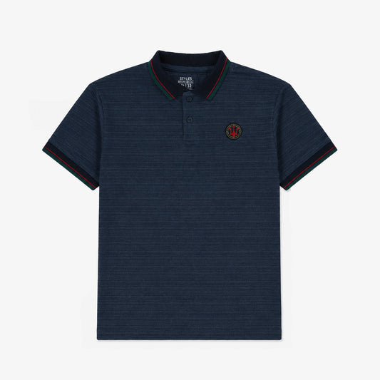 Blue Contrast Red Fork Polo