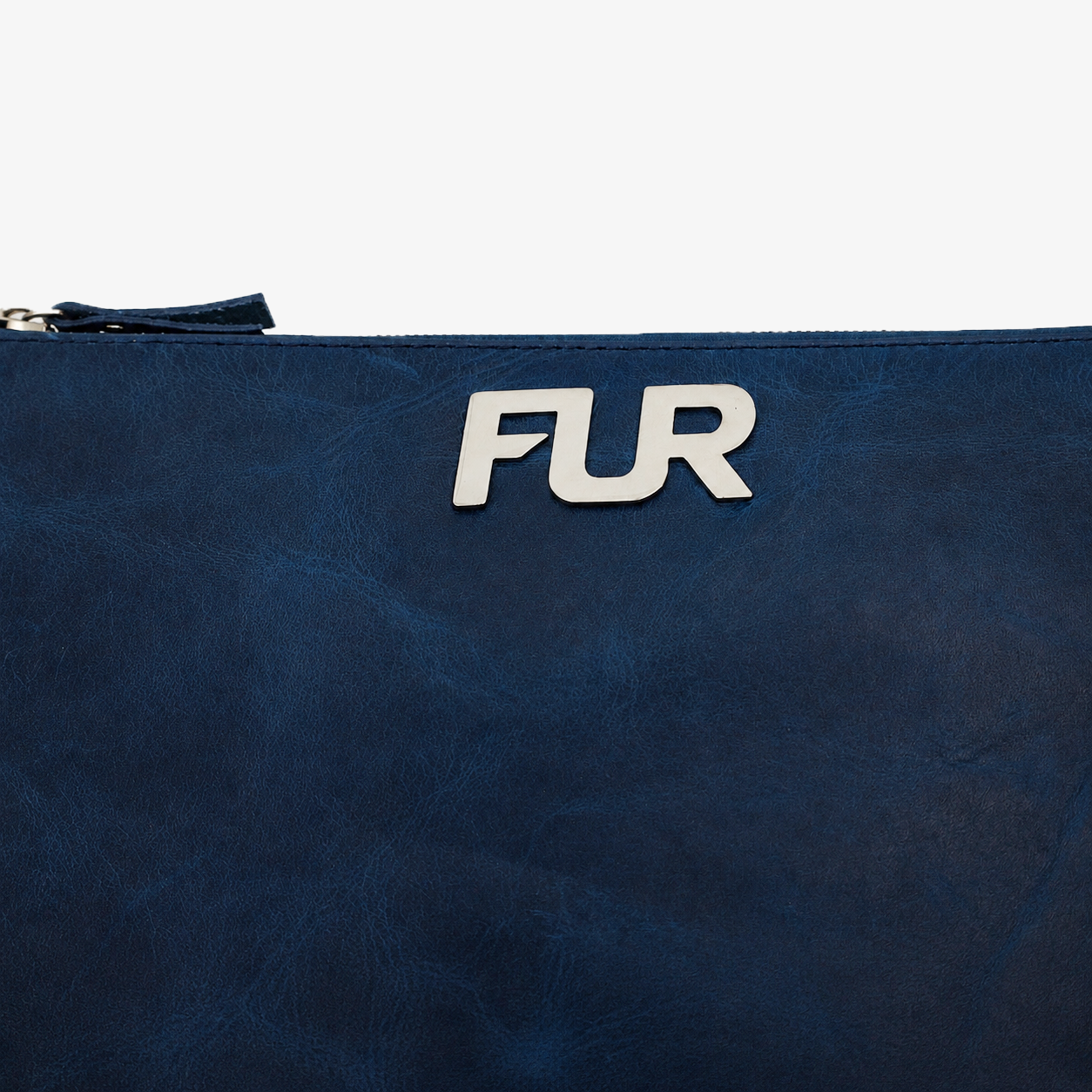 Navy Blue Leather Hand Clutch | Pure Cow Leather | Wrist Strap | Zip Closure | Unisex