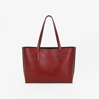 The Two-Tone Luxe Tote | Reversible Black & Wine Red