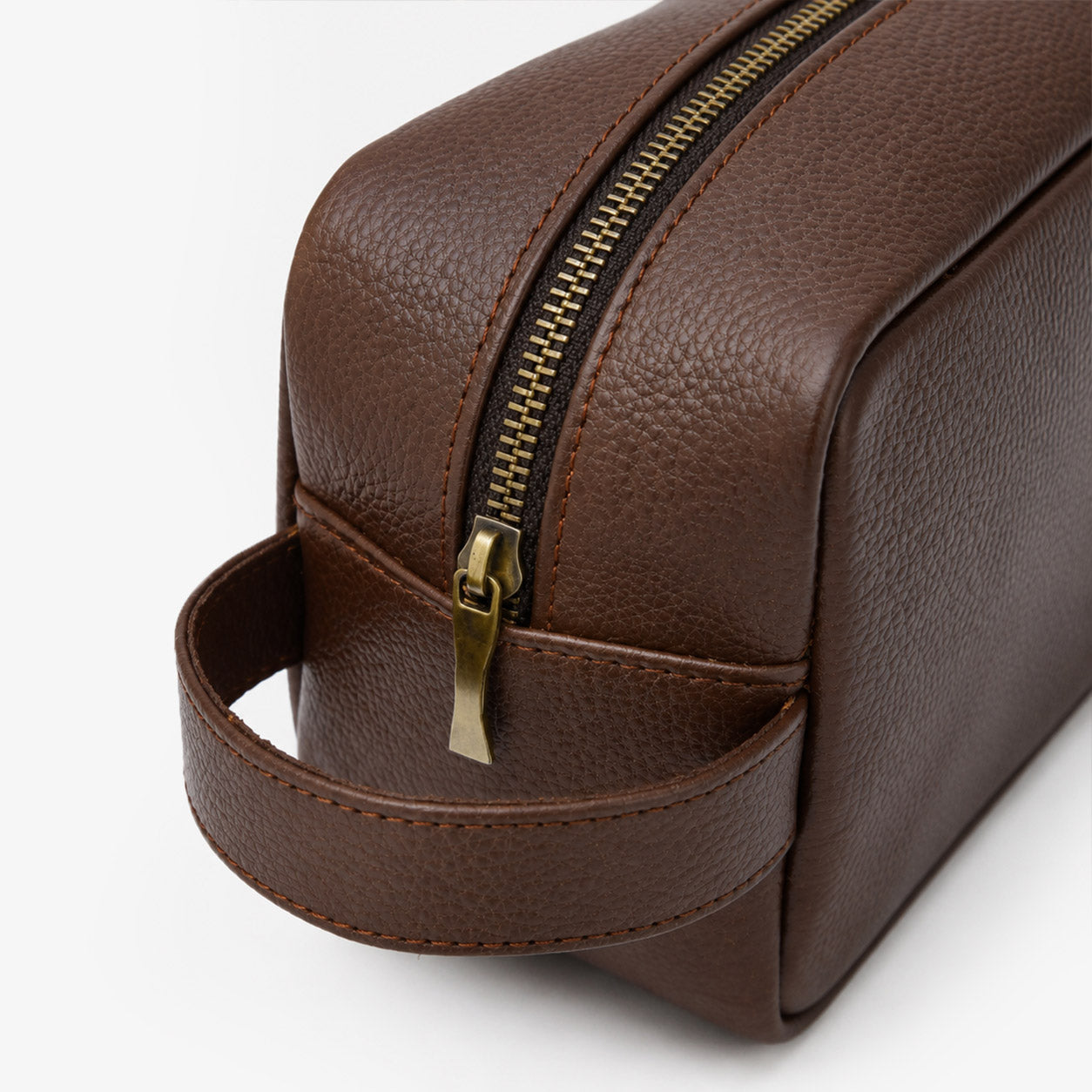 Chocolate Brown Genuine Leather Dopp Kit | Pure Cow Leather | Antique Brass Zipper | Travel Toiletry Organizer | Unisex