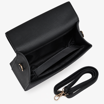Black Geometric Structured Satchel