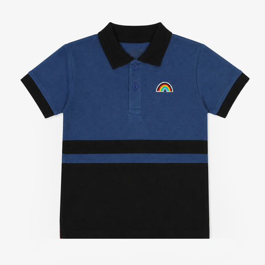 Blue Rainbow Stripe Polo