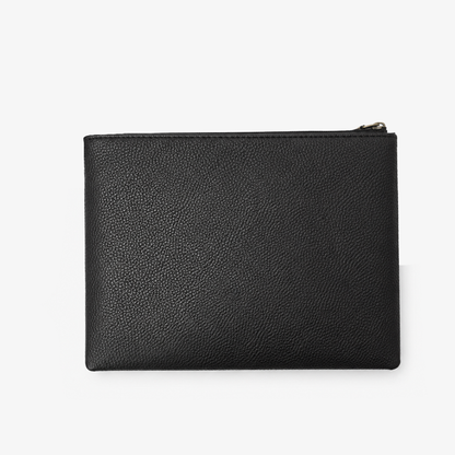 Executive Leather Clutch Wallet | Black & Tan Two-Tone Wristlet with Detachable Strap & Card Slots