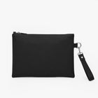 Black Genuine Leather Clutch Wristlet | 100% Pure Cow Leather | Silver Hardware | Unisex