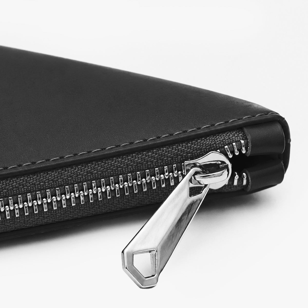 Black Genuine Leather Clutch Wristlet | 100% Pure Cow Leather | Silver Hardware | Unisex