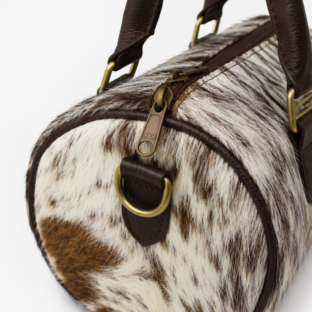 FUR Goat Hide Tote Espresso side profile structured barrel