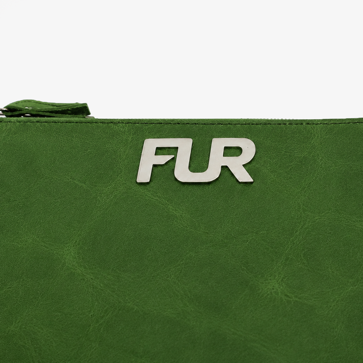 Olive Green Leather Hand Clutch | Pure Cow Leather | Wrist Strap | Zip Closure | Unisex