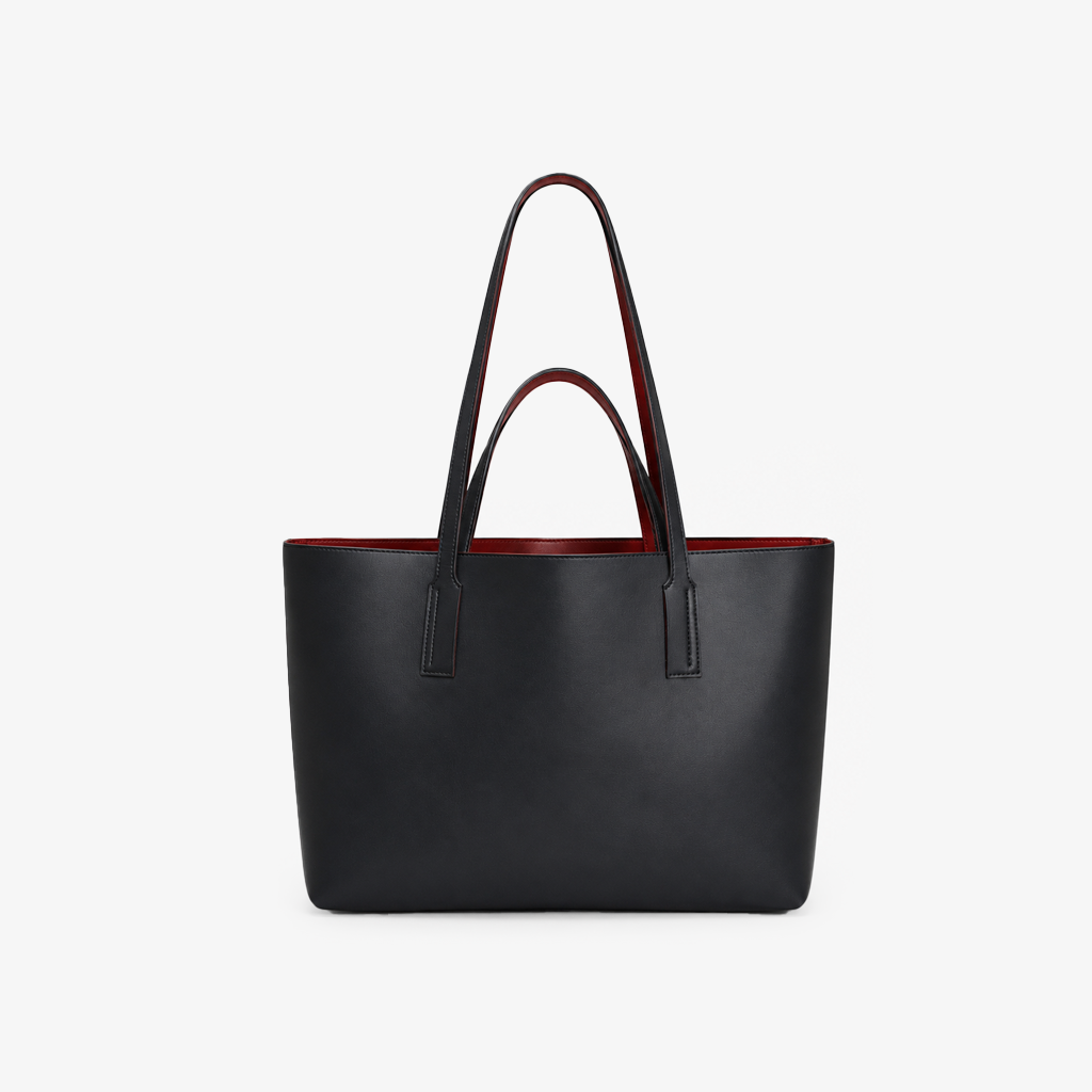 The Two-Tone Luxe Tote | Reversible Black & Wine Red