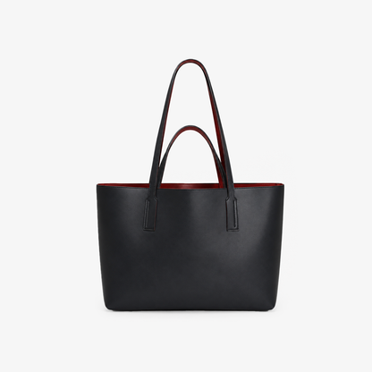 The Two-Tone Luxe Tote | Reversible Black & Wine Red