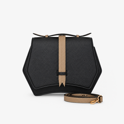 Black Geometric Structured Satchel