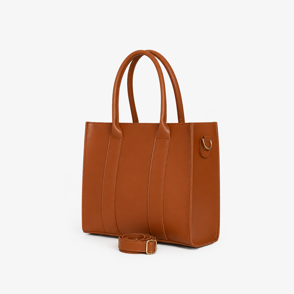 Tan Structured Tote Bag