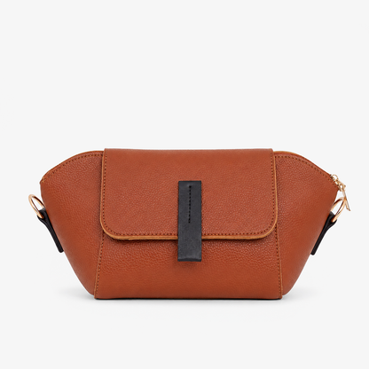 Milan Flap Crossbody Bag - Graphite - Rust