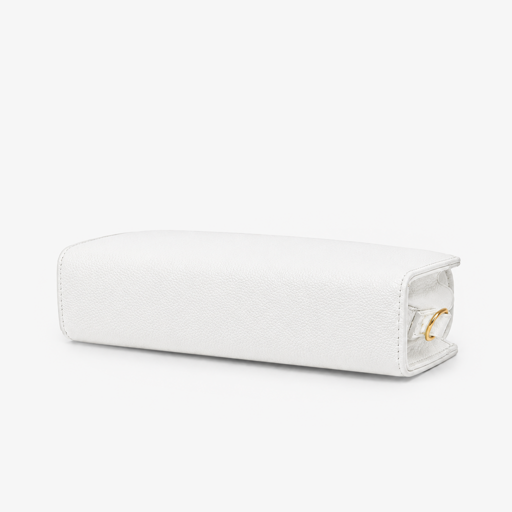 White Grained PU Leather Rectangle Box Bag