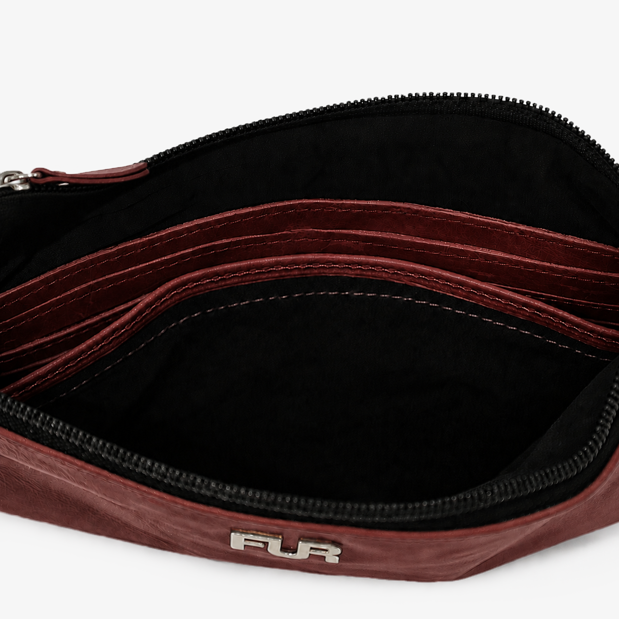 Maroon Leather Hand Clutch | Pure Cow Leather | Wrist Strap | Zip Closure | Unisex