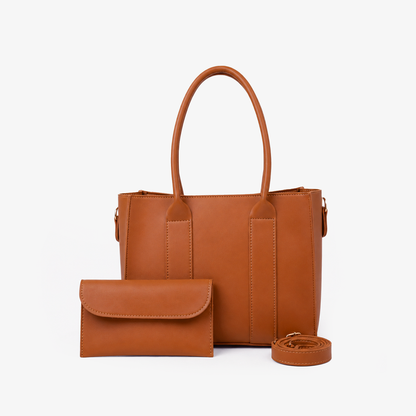 Tan Structured Tote Bag