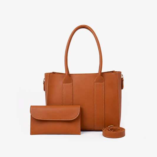 Tan Structured Tote Bag
