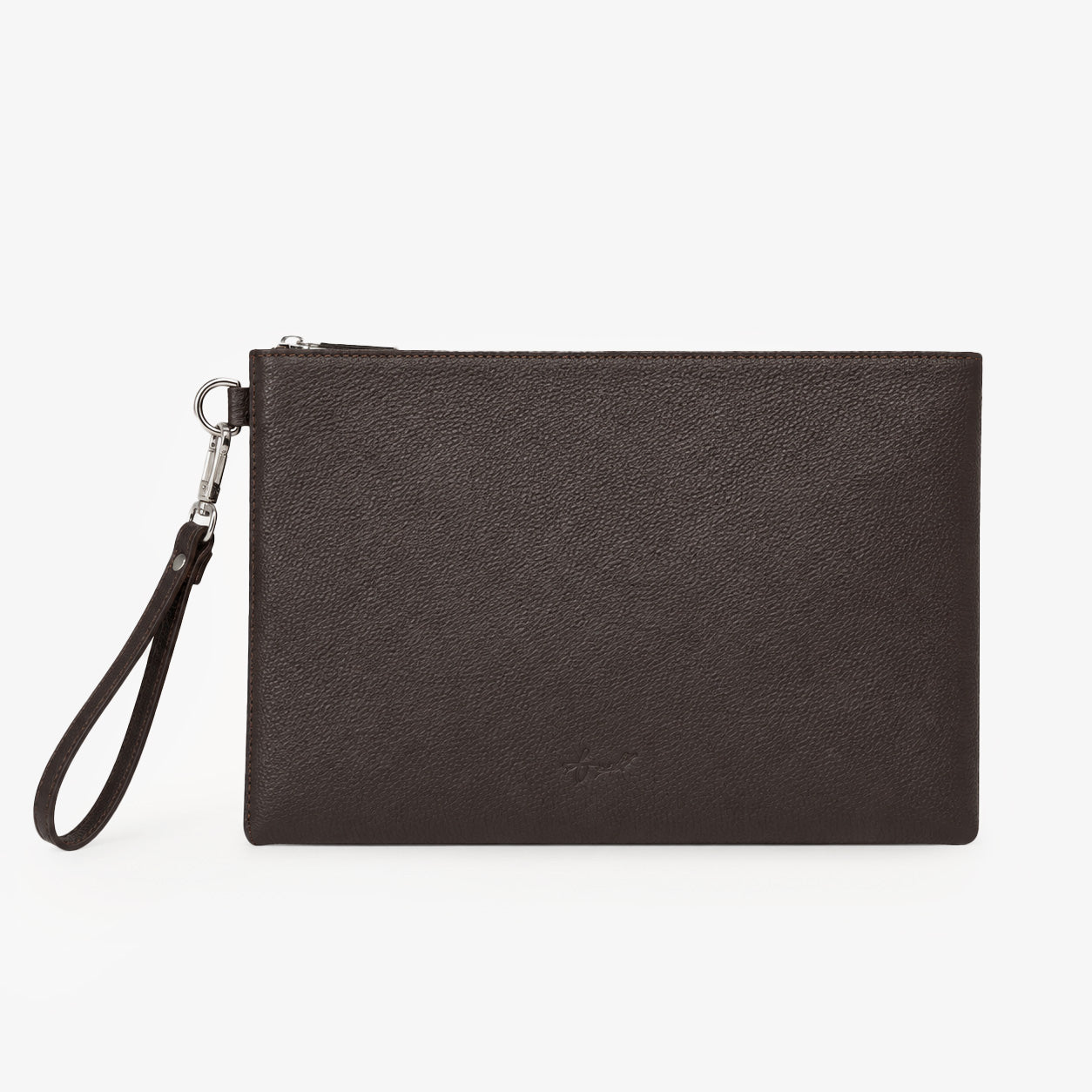 Espresso Brown Genuine Leather Clutch Wristlet Pouch