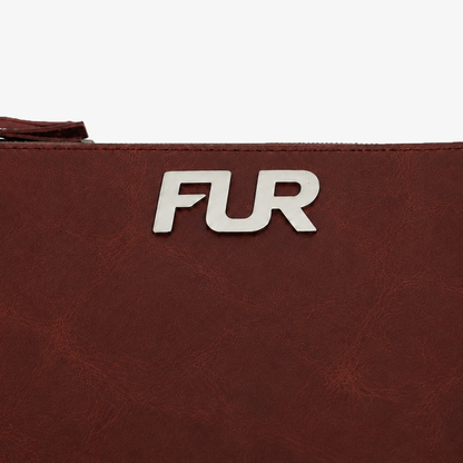 Maroon Leather Hand Clutch | Pure Cow Leather | Wrist Strap | Zip Closure | Unisex