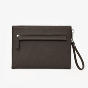 Espresso Brown Genuine Leather Clutch Wristlet Pouch