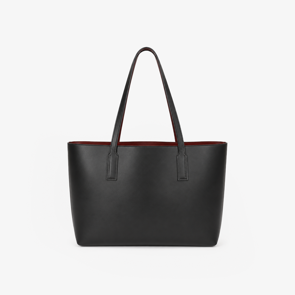 The Two-Tone Luxe Tote | Reversible Black & Wine Red