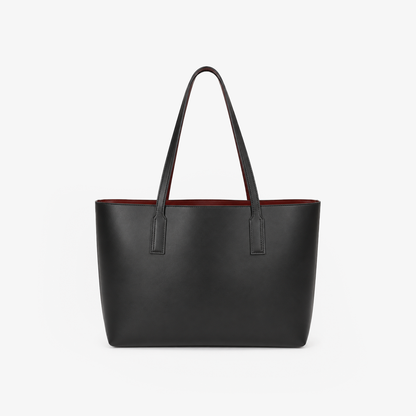 The Two-Tone Luxe Tote | Reversible Black & Wine Red