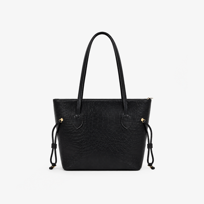 Black Croc-Embossed Tote Bag