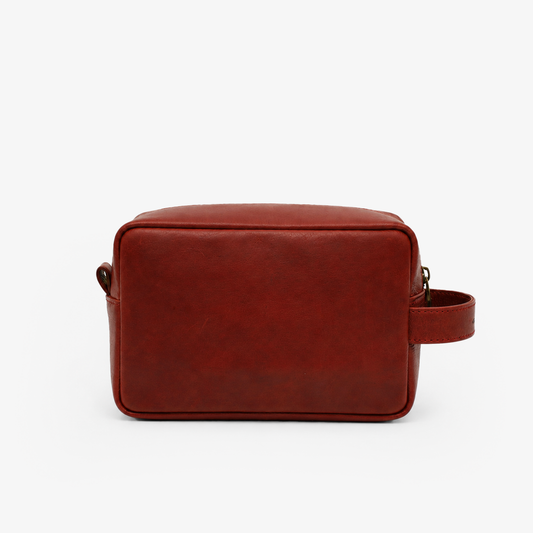 Red wine Genuine Leather Dopp Kit | Pure Cow Leather | Antique Brass Zipper | Travel Toiletry Organizer | Unisex