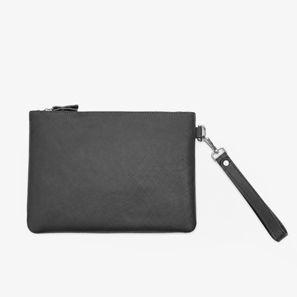 Black Leather Hand Pouch with Detachable Wrist Strap – FUR Edition