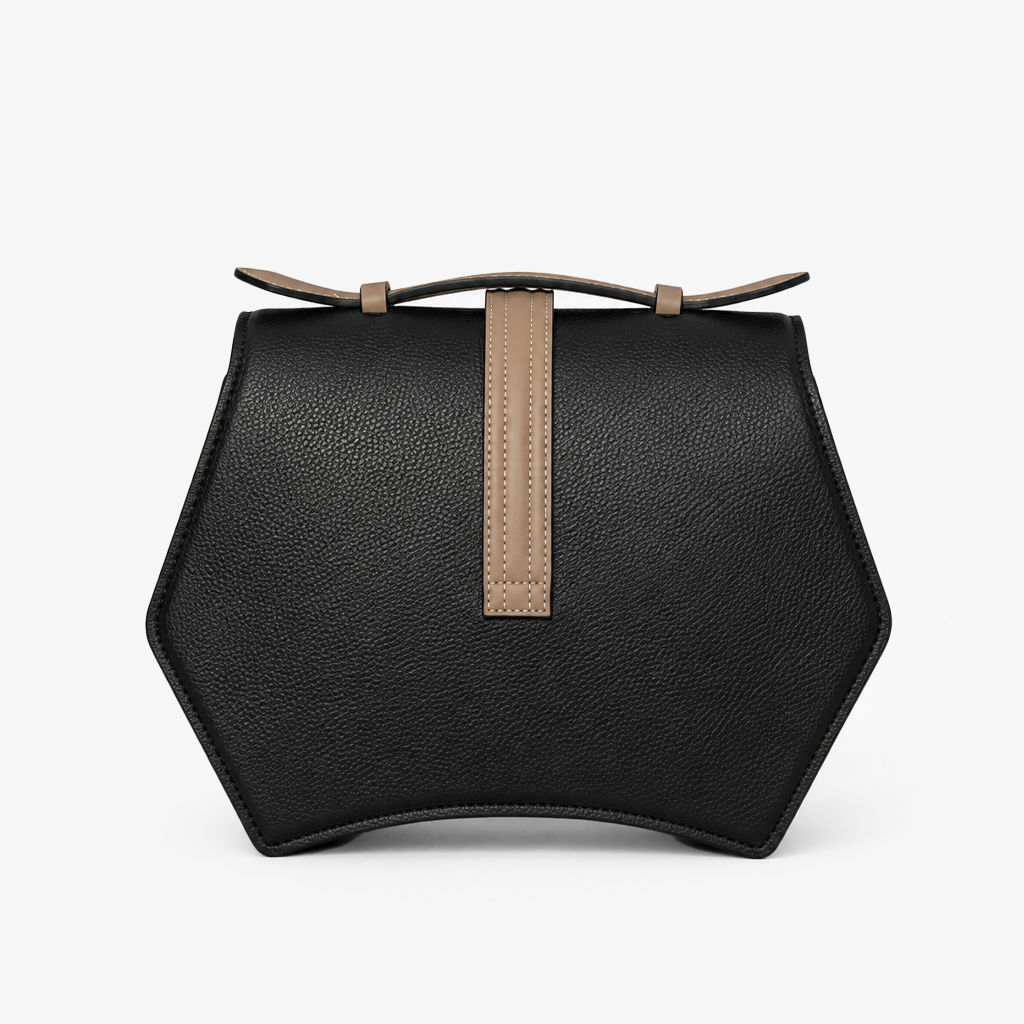 Black Geometric Structured Satchel