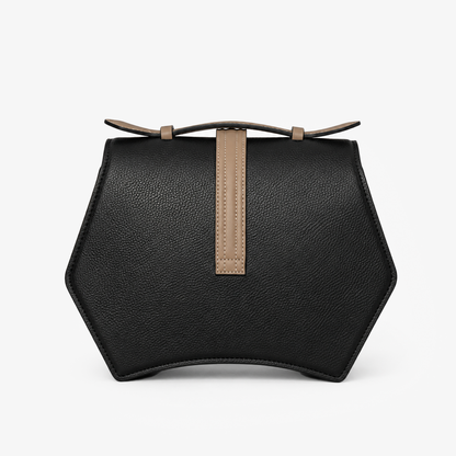 Black Geometric Structured Satchel