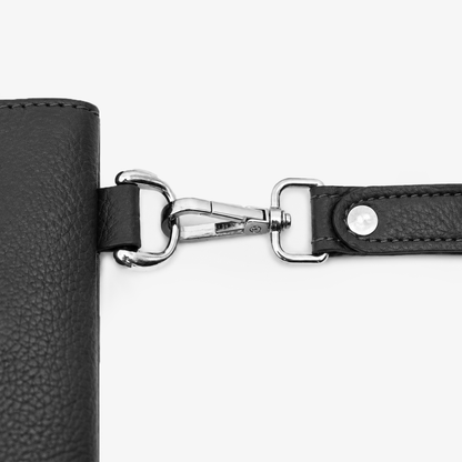 Black Leather Hand Pouch with Detachable Wrist Strap – FUR Edition