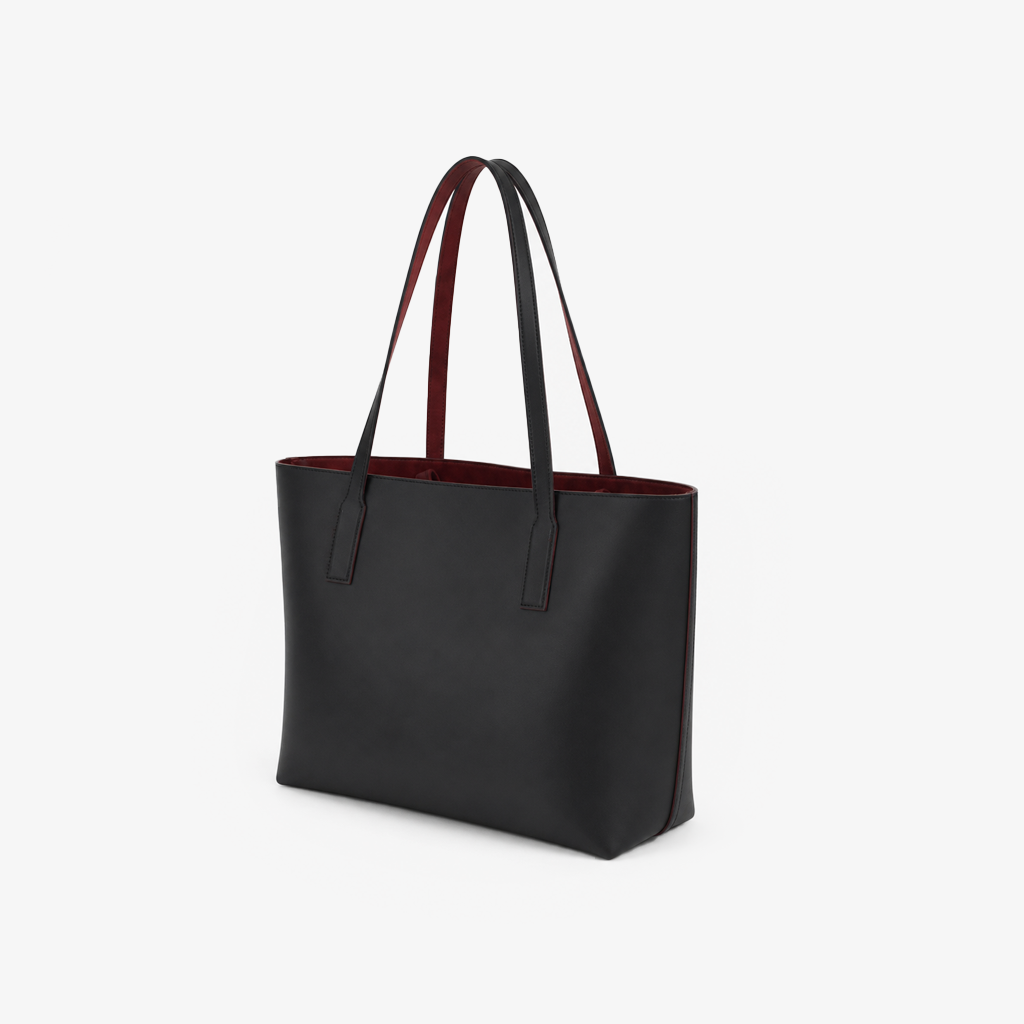 The Two-Tone Luxe Tote | Reversible Black & Wine Red