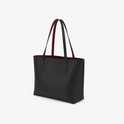 The Two-Tone Luxe Tote | Reversible Black & Wine Red